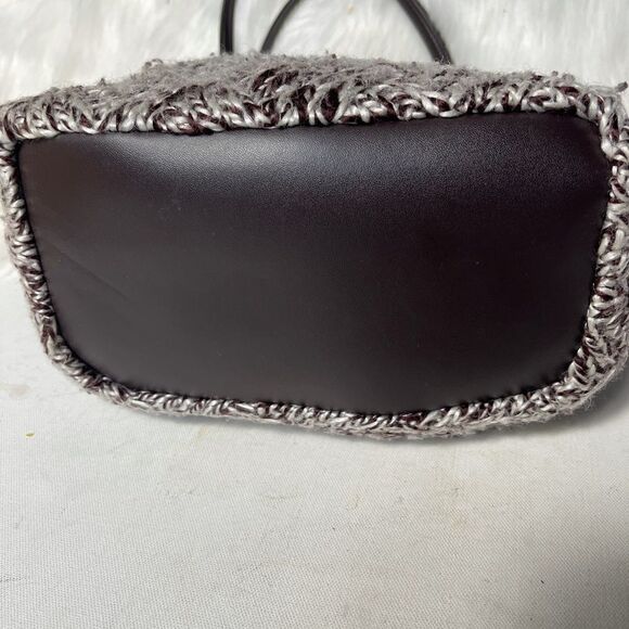 Murval Paris brown & Beige knit with faux fur small tote bag double hand… - Picture 10 of 11